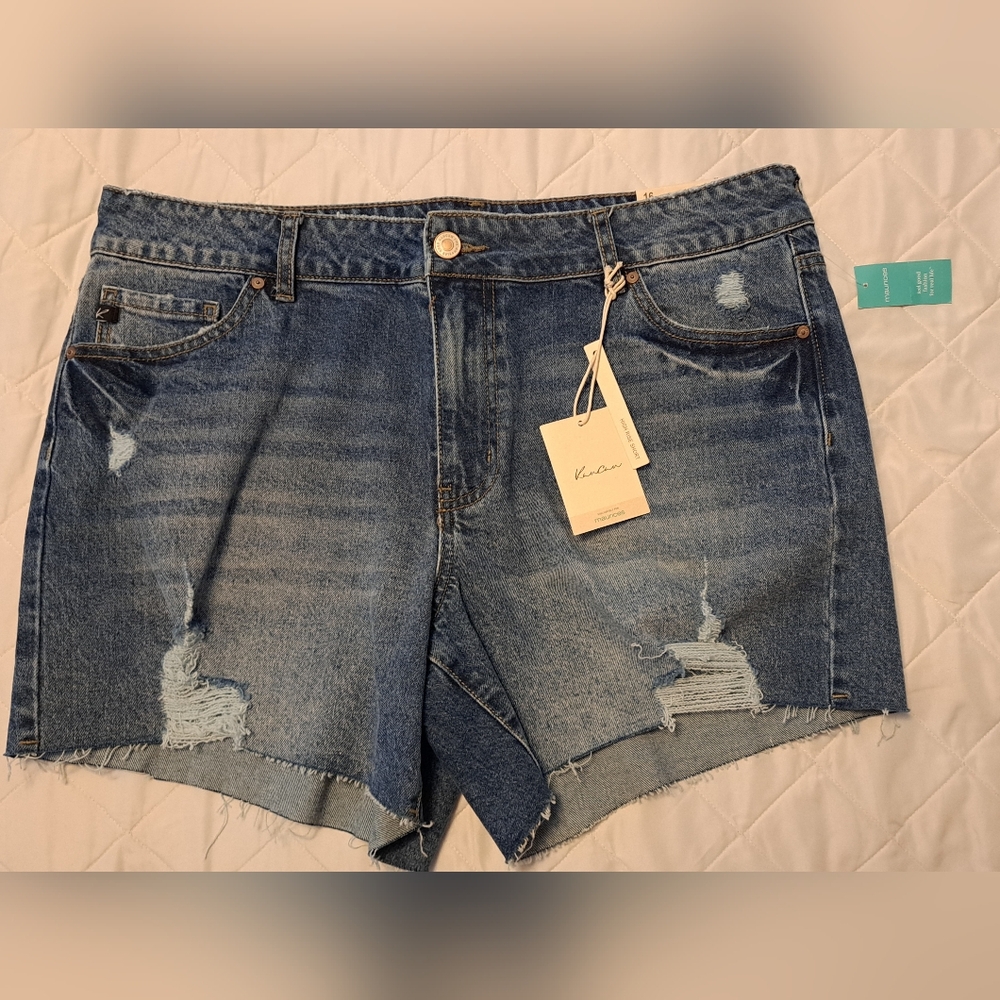 KanCan high rise Jean shorts distressed NWT Size 16